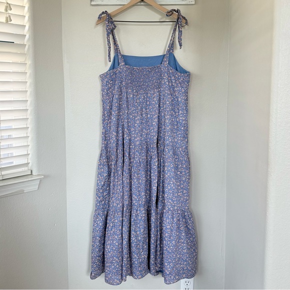 MADEWELL XL Tie Strap Tiered Midi Dress • Summer Vines Romantic Ditsy Floral - Picture 4 of 13